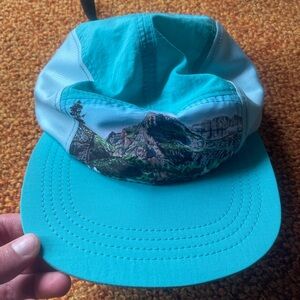 Turquoise Rachel Pohl Art Five Panel mesh cap - lightweight & breathable!
